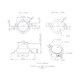 LED power 3W bijeli 130° 3,1-4,1V 700mA 2850-3250K
