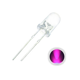 LED 5mm roza 3-3,2V 20mA 3000-4000mcd transparent.