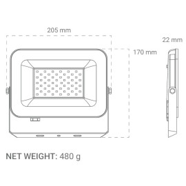 Reflektor LED 230VAC 50W 6500K IP65 ALX; crni