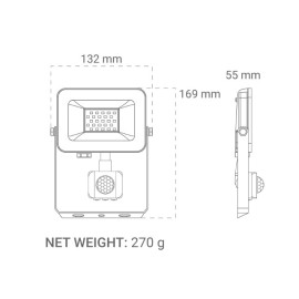 Reflektor LED 230VAC 20W sa senzorom 6500K IP65 cr