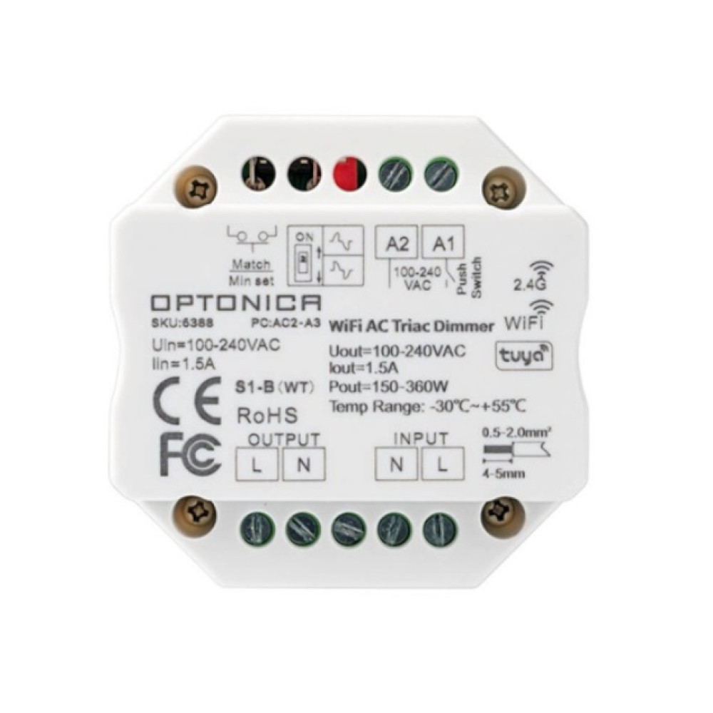 LED dimmer 230VAC 1,5A 240W AC Triac RF + WiFI