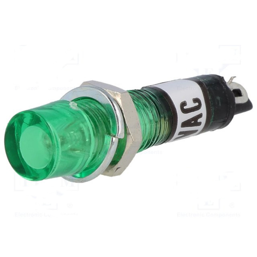 Tinjalica 230VAC plastična 7,5x32,8mm zelena neon Tinjalica 230VAC plastična 7,5x32,8mm zelena neon