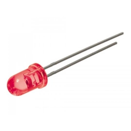 LED 5mm crvena 90mcd 40° 2,1V 30mA 623nm 