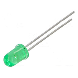 LED 5mm zelena 60mcd 40° 2,1V 10mA 565nm 
