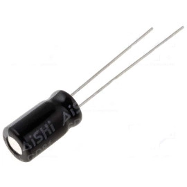 Elko 10uF 63V 105°C 6,3x11mm ±20% RM2,5 stojeći