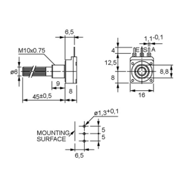 Potenciometar rotacioni 0,2W 1K pla. lin. mo.