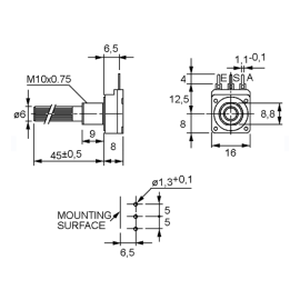Potenciometar rotacioni 0,2W 100K pla. lin. mo.