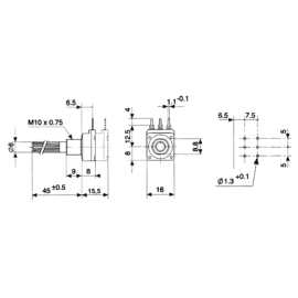 Potenciometar rotacioni 0,1W 50K pla. log. mo.