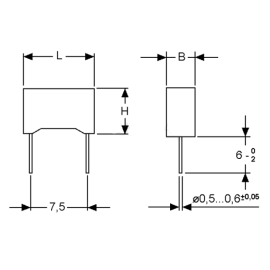 Kondenzator folijski 1uF 63V RM7,5 MKT