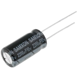 Elko 2200uF 10V 105°C 10x20mm ±20% RM5 stojeći