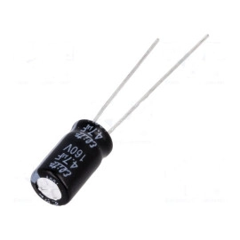 Elko 4,7uF 160V 105°C 6,3x11mm RM2,5 stojeći