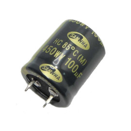 Elko 100uF 450V 85°C 25x35mm RM10 20% stojeći