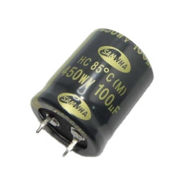 Elko 100uF 450V 85°C 25x35mm RM10 20% stojeći