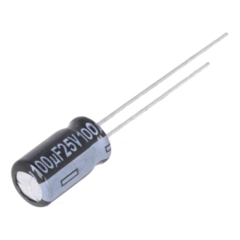 Elko ESR 100uF 25V 105°C 6,3x11,2mm 20% RM2,5 stoj