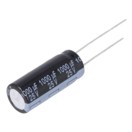 Elko ESR 1000uF 25V 105°C 10x25mm 20% RM5 stojeći