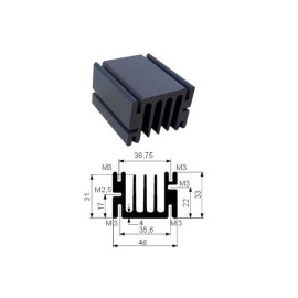 Hladnjak za TO220 50x46x33mm; rebrasti crni Fische