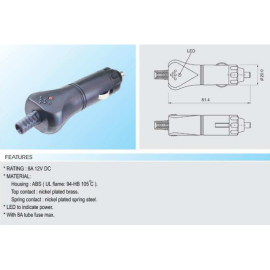 Utikač za auto upaljač; 8A 12V osigurač; LED