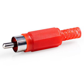 Konektor činč muški za kabel; plastični; crveni