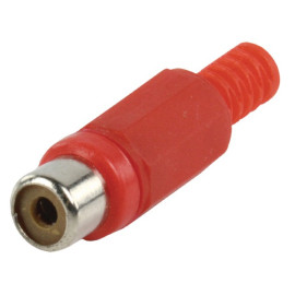 Konektor činč ženski za kabel; plastični; crveni