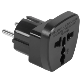 Putni adapter univerzalni; 230VAC 13A crni