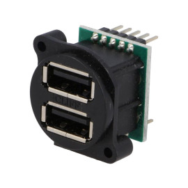 Konektor USB A x2 ženski za šasiju 19,8x19,8mm