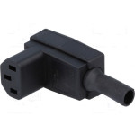 Utičnica 230V 10A C13 za kabel; kutna; Bulgin