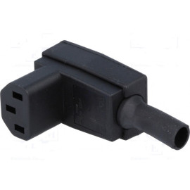 Utičnica 230V 10A C13 za kabel; kutna; Bulgin