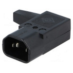 Utikač 230V 10A C14 za kabel; kutni; desni