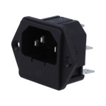 Utikač 230V 10A IEC 60320 za šasiju s osig. 5x20mm