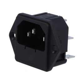 Utikač 230V 10A IEC 60320 za šasiju s osig. 5x20mm