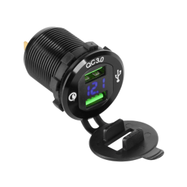 Utičnica 2xUSB auto 12-24VDC QC 3A; LED voltmetar