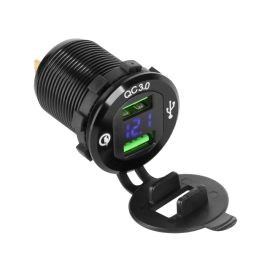 Utičnica 2xUSB auto 12-24VDC QC 3A; LED Voltmetar