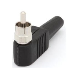 Konektor činč muški za kabel; kutni na vijak; crni