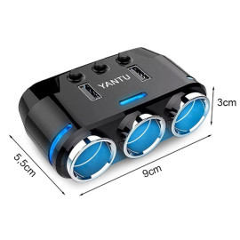 Adapter za auto upaljač M na 3xŽ 12/24V + 2xUSB
