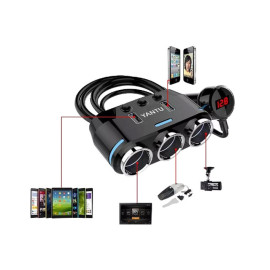 Adapter za auto upaljač M na 3xŽ 12/24V + 2xUSB