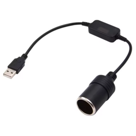 Adapter kabel USB-A na auto utičnicu; 5V na 12VDC