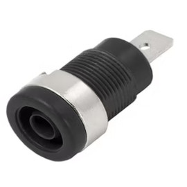 Banana utičnica 32A 4mm crna; izolirana; stopica
