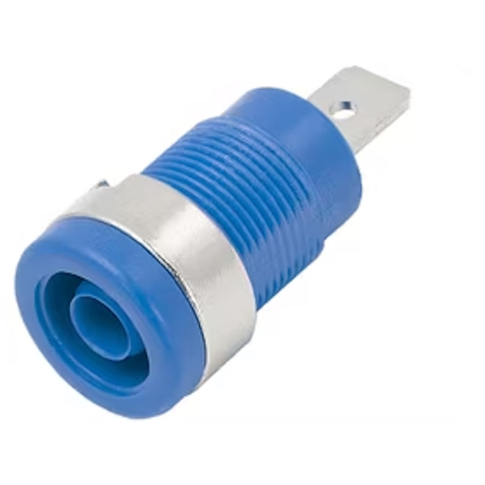 Banana utičnica 32A 4mm plava; izolirana; stopica