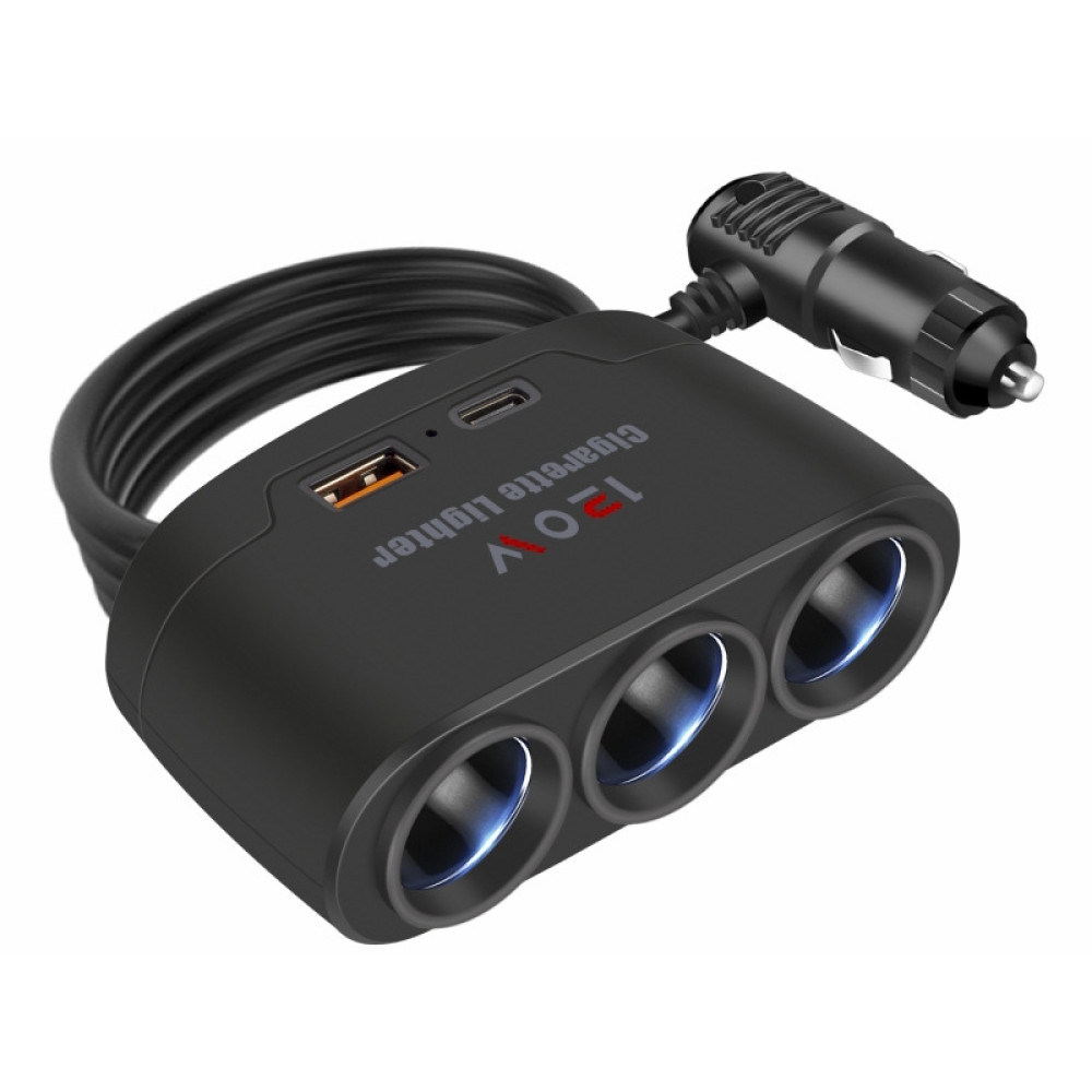 Adapter za auto upaljač M na 3xŽ 12/24V + 2xUSB