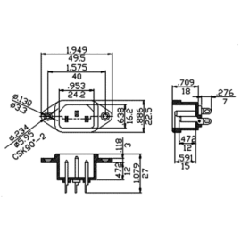 Utikač 230V 10A C14 za šasiju