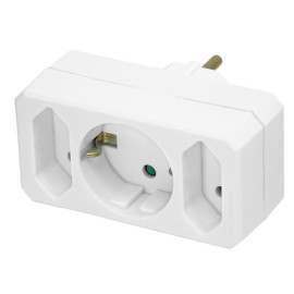 Utikač T 1xŠUKO + 2xEURO 230VAC 16A; NV 13/WH
