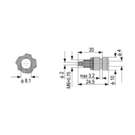 Banana utičnica 4mm 16A 60VDC mala crna PJP- - - -