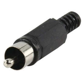 Konektor činč muški za kabel; plastični; crni