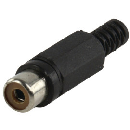 Konektor činč ženski za kabel; plastični; crni
