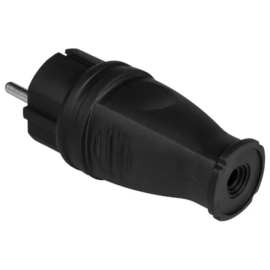 Utikač 230VAC ŠUKO gumeni crni IP44