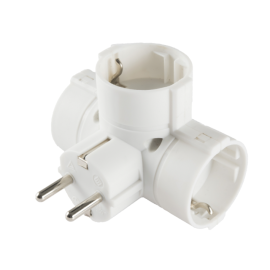 Utikač T 3xŠUKO kutni bijeli; 230V 16A; TPF-36