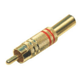 Konektor činč RCA muški za kabel; pozlaćeni crveni