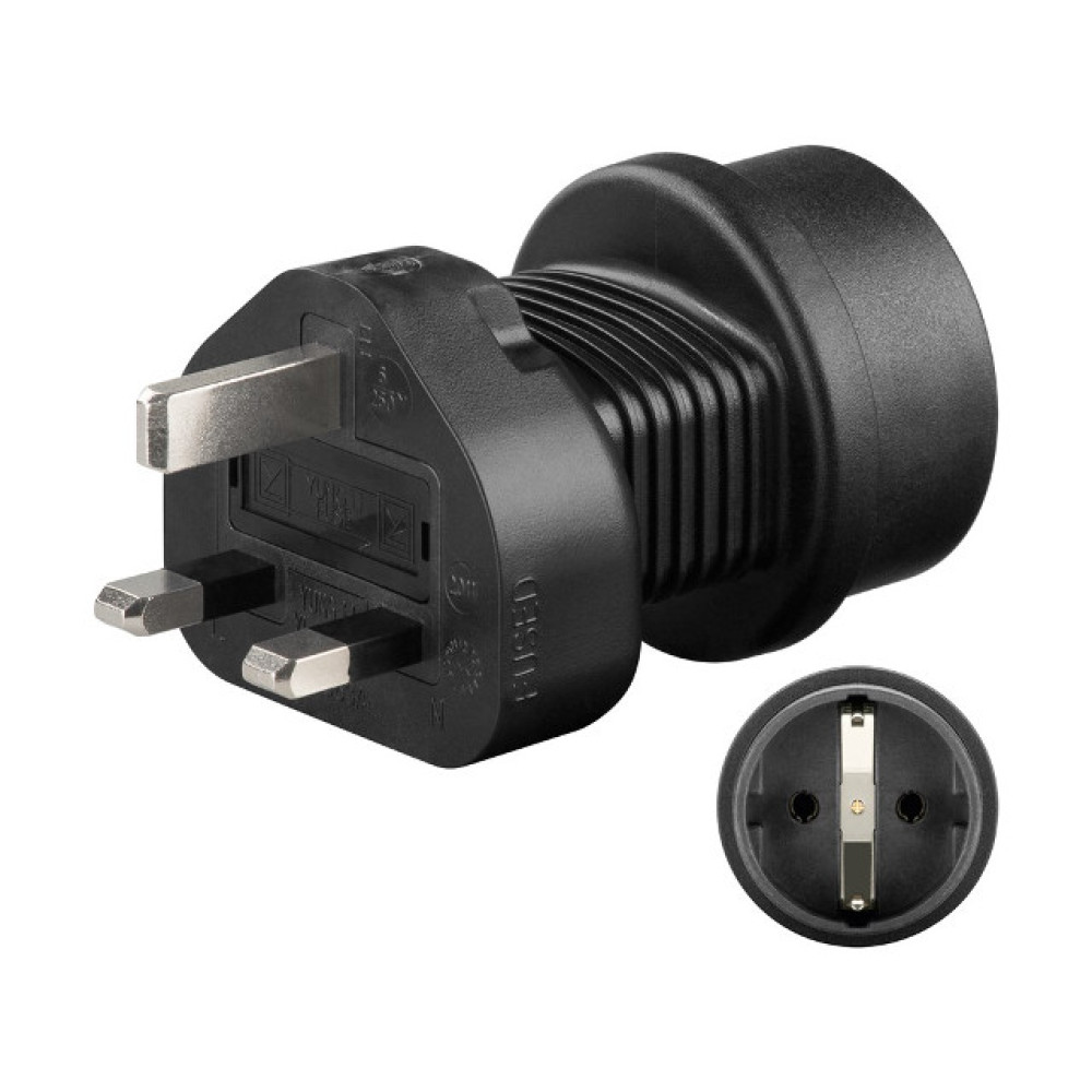 Putni adapter za Englesku (UK); 250V 13A crni HQ