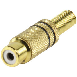 Konektor činč ženski za kabel; pozlaćeni; crni 