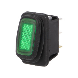 Prekidač vaga ON-OFF 1x3pin 12VDC 16A IP65 zeleni